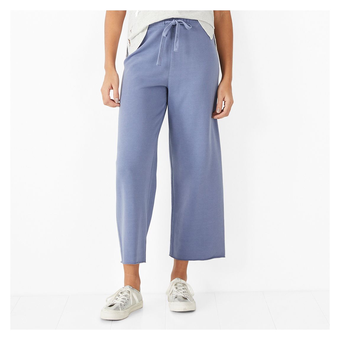 Light Blue Wide Leg Cropped Joggers main product photo