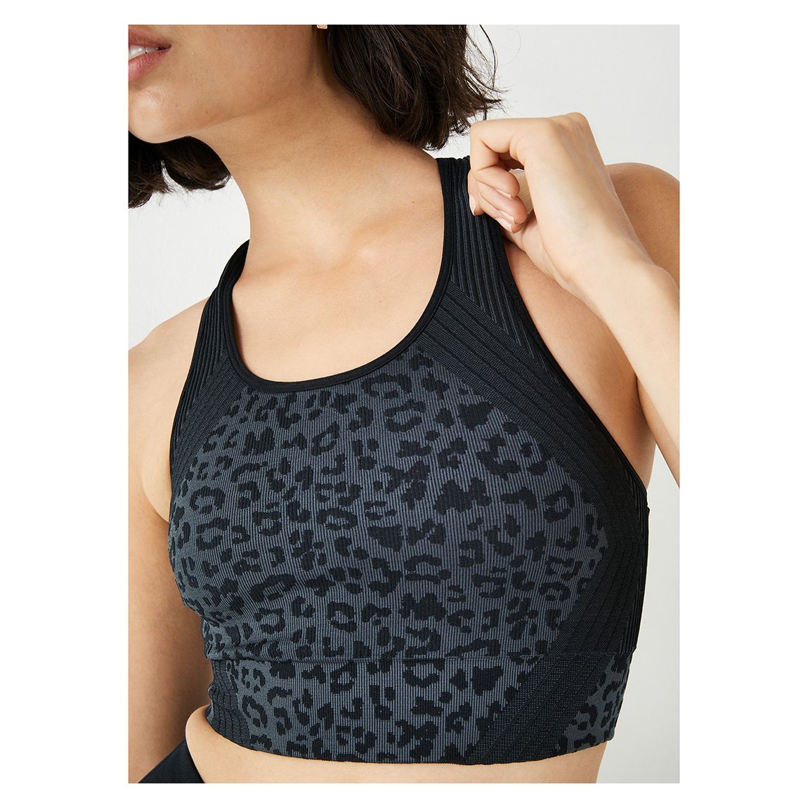 Grey Two Tone Seamless Sports Bra main product photo