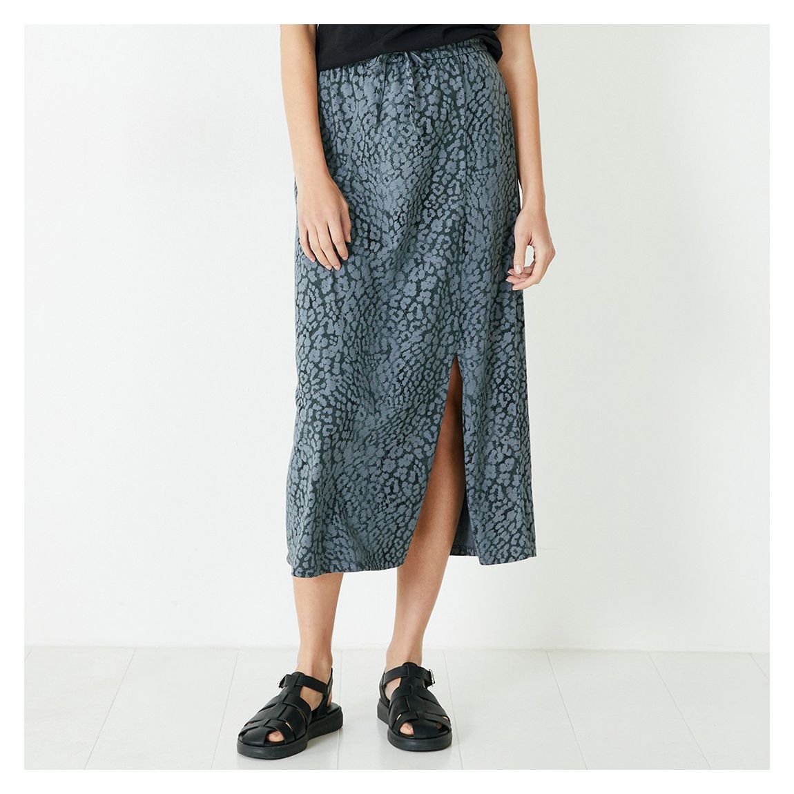Navy Jay Jersey Cotton Midi Skirt main product photo