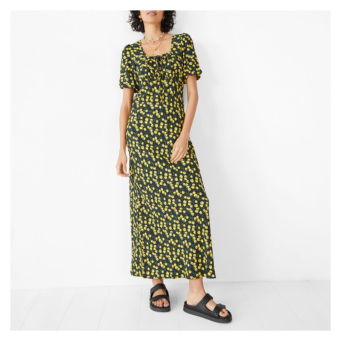 Yellow/Black Esther Midi Dress main product photo