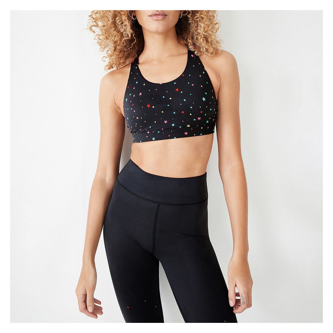 Black Laura Star Sports Bra main product photo