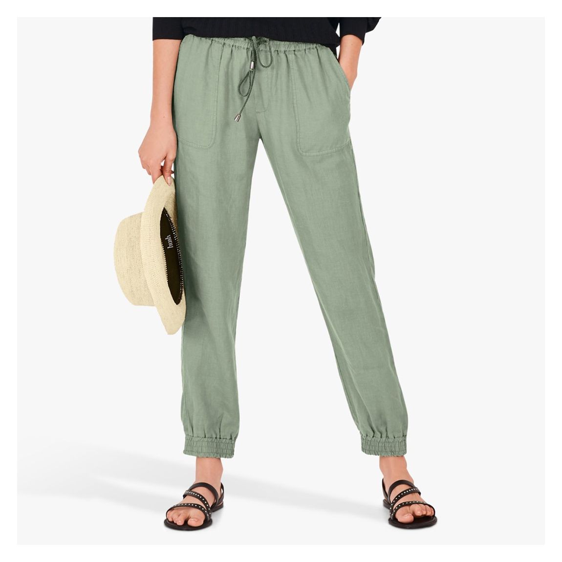 Sage Cropped Linen Joggers main product photo