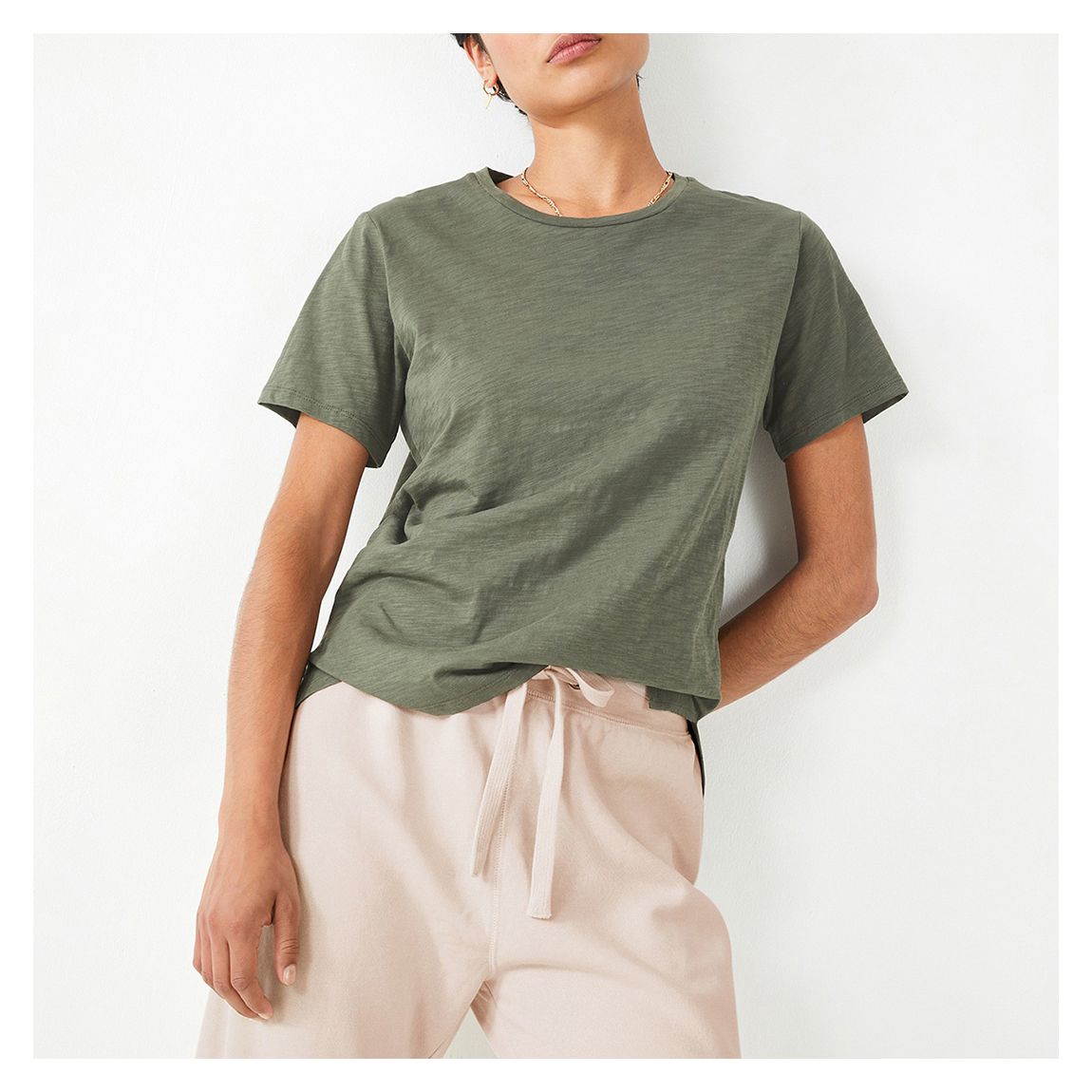 Khaki Cali Slub Cotton T-Shirt main product photo