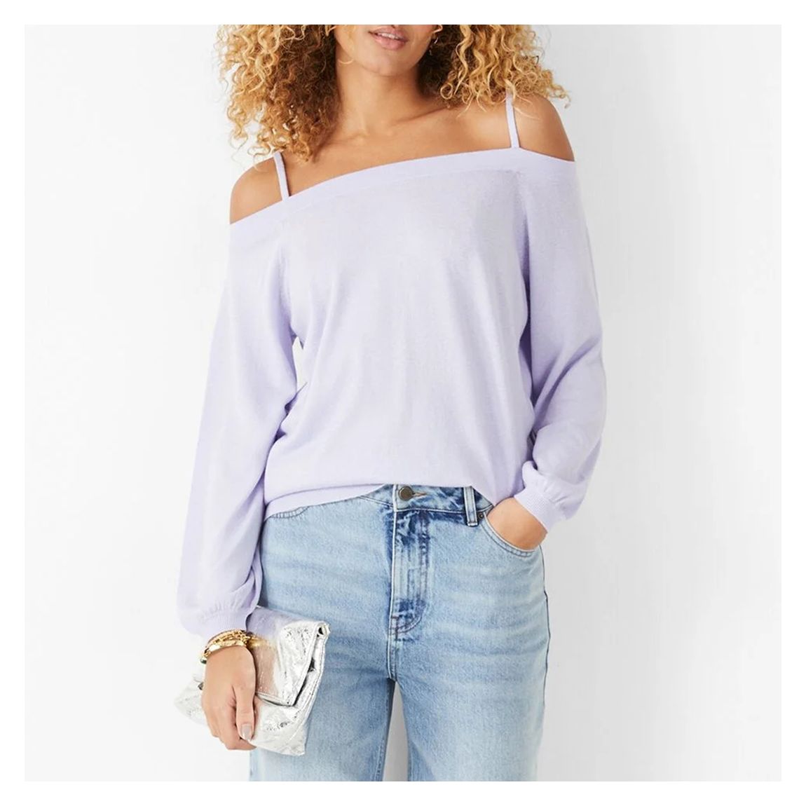 Lilac Angela Off Shoulder Cotton Blend Top main product photo