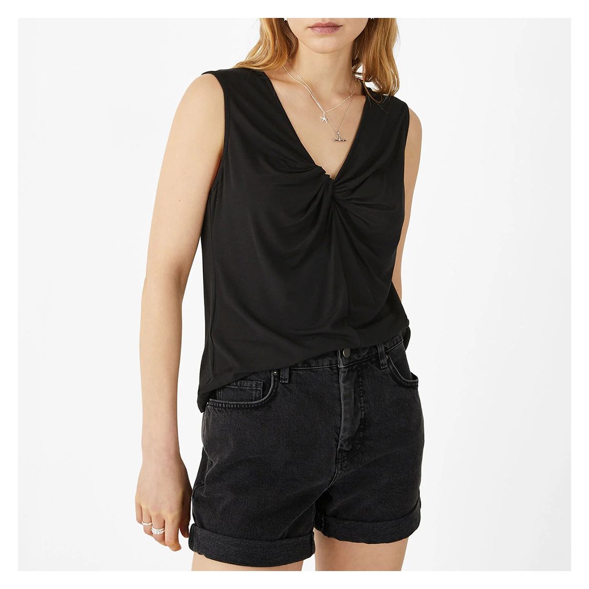 Black Quinn Twist Tank Top main product photo