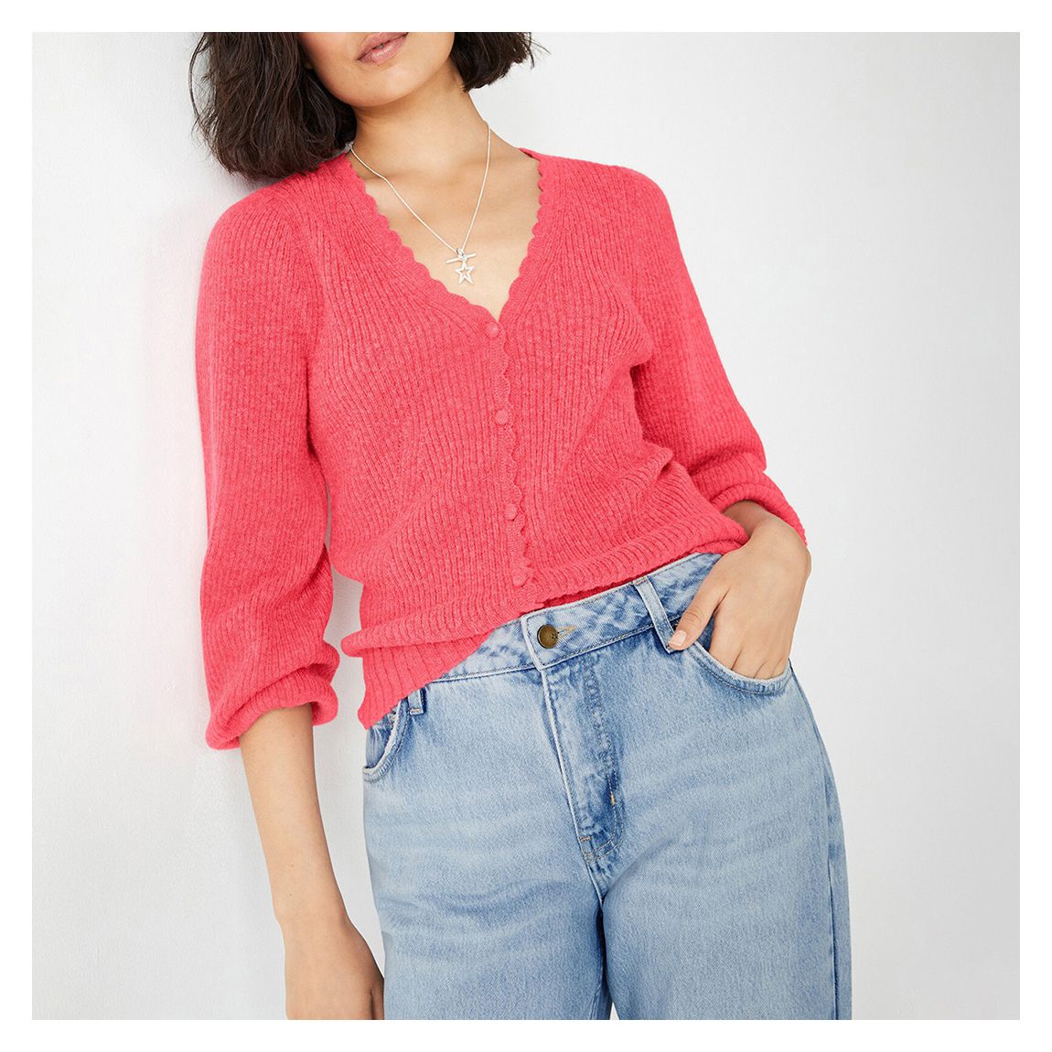 Pink Cleo Ribbed Cardigan main product photo