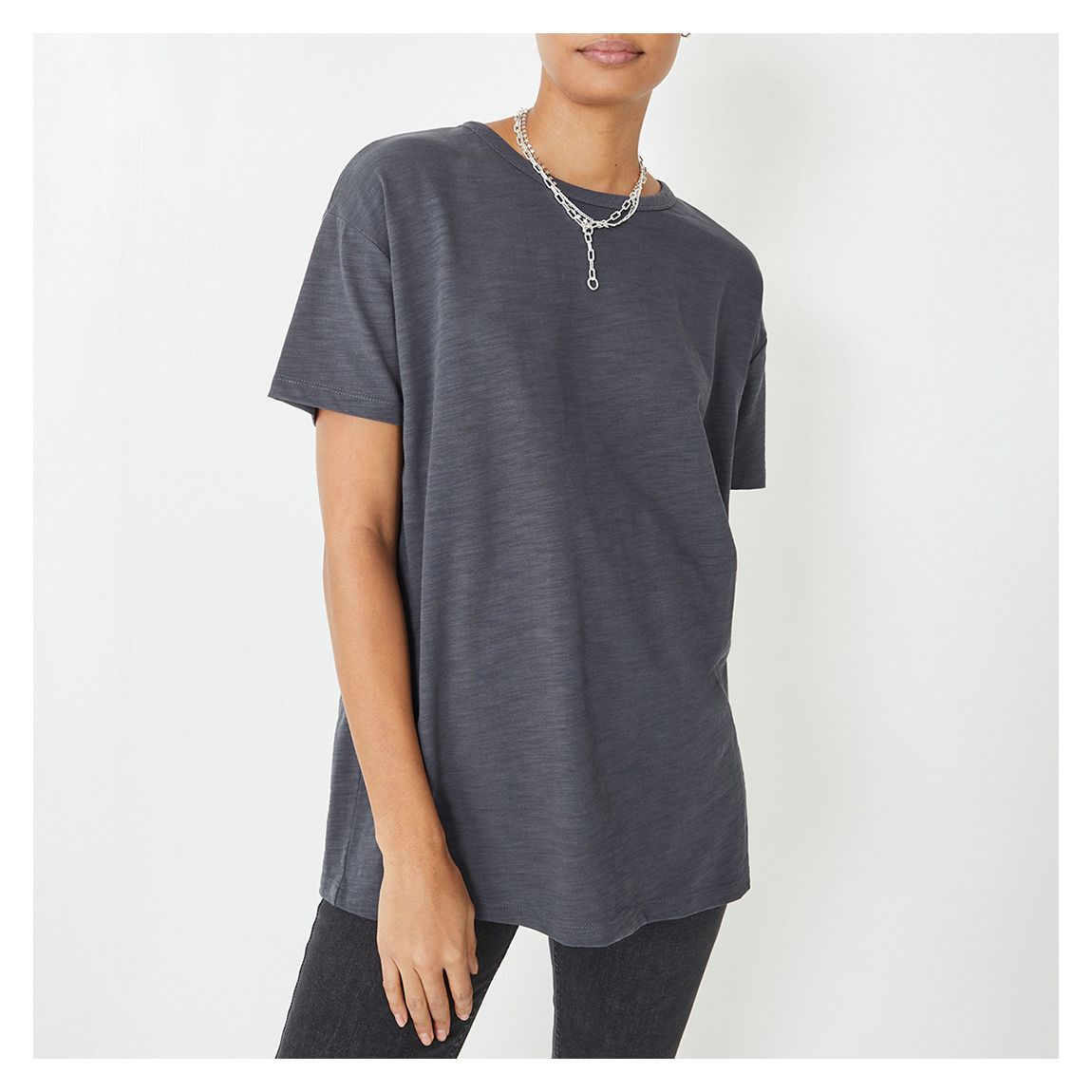Charcoal Longline Cotton T-Shirt main product photo