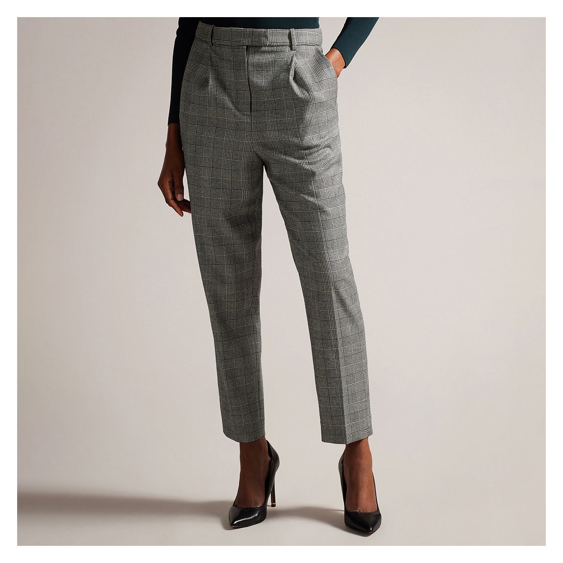 Black Check Jommial Wool Blend Trousers main product photo