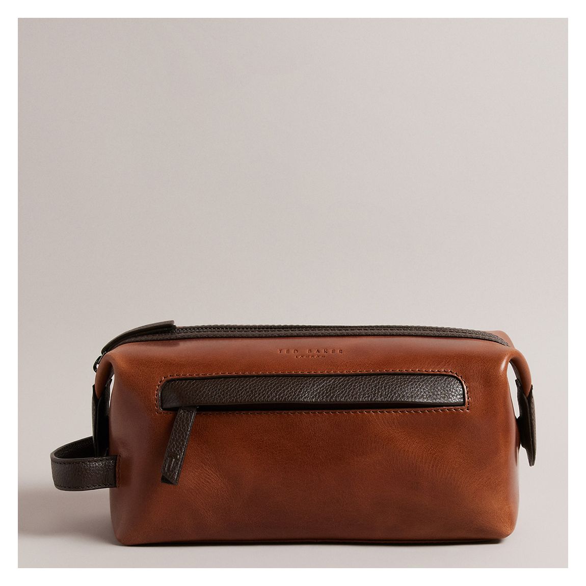 Tan Raylon Tan Waxy Leather Washbag main product photo