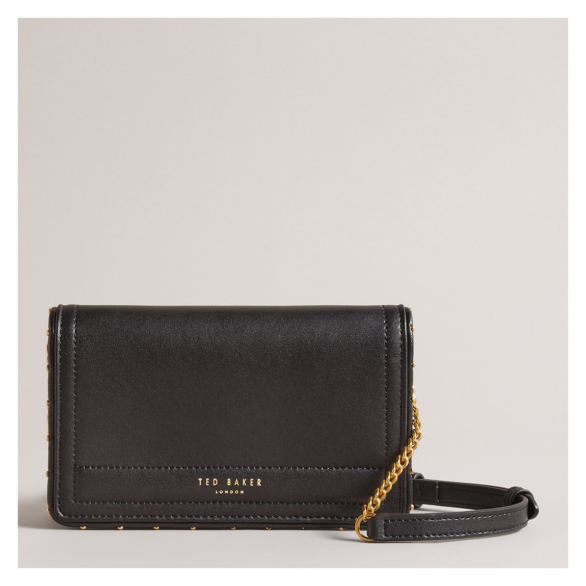 Black Kahnisa Studded Edge Leather Purse with Strap main product photo