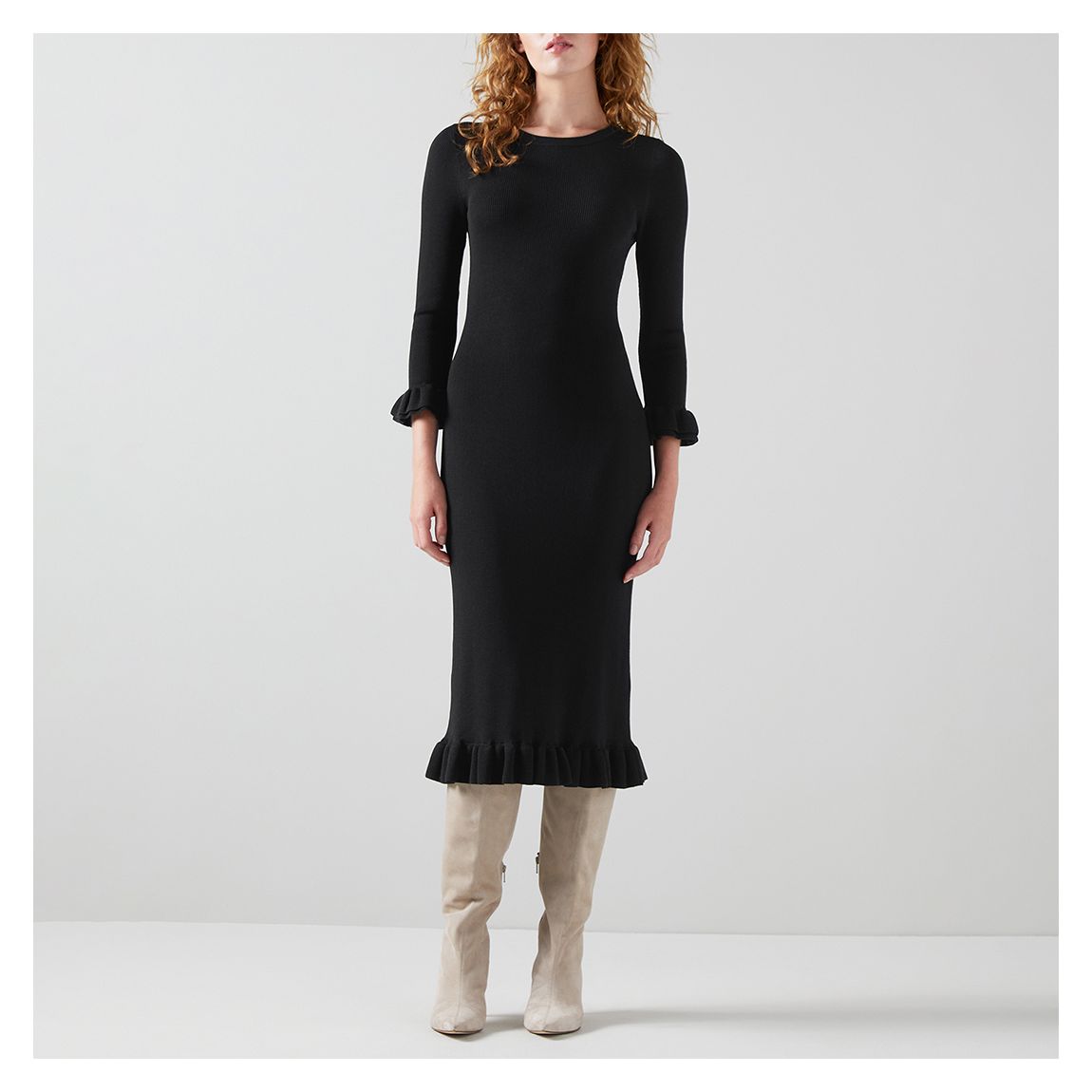 Black Rachel Frill Midi Dress main product photo
