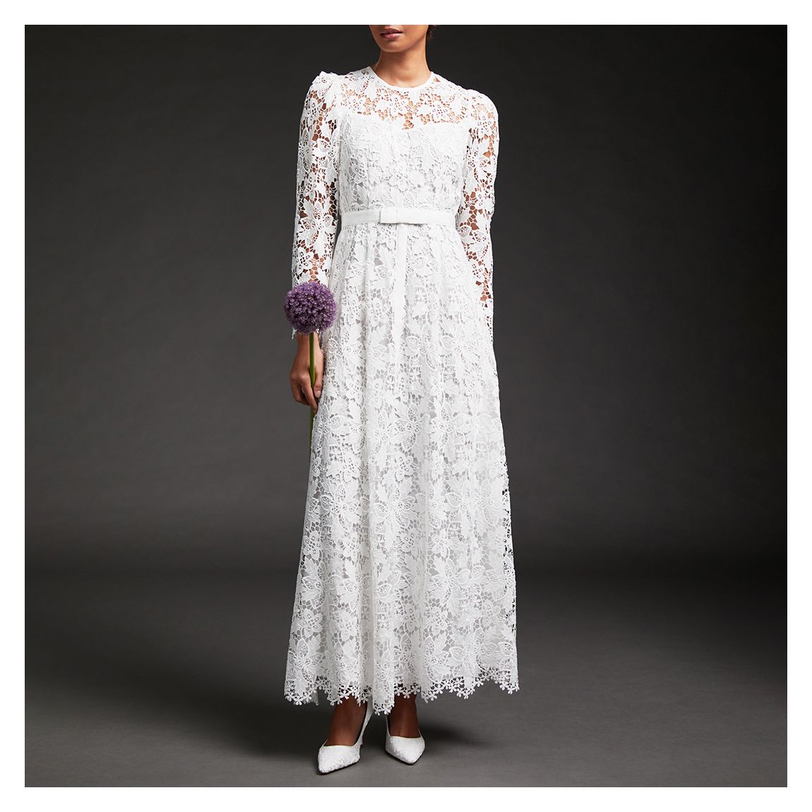 White Lila Lace Midi Dress main product photo