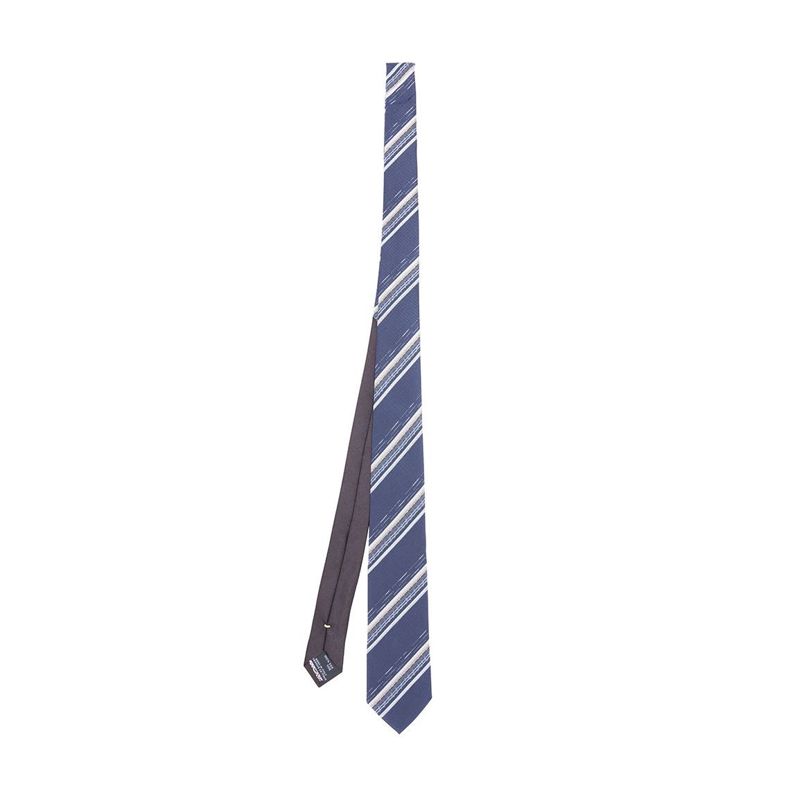 Navy Wide Stripe Woven Silk Tie main product photo