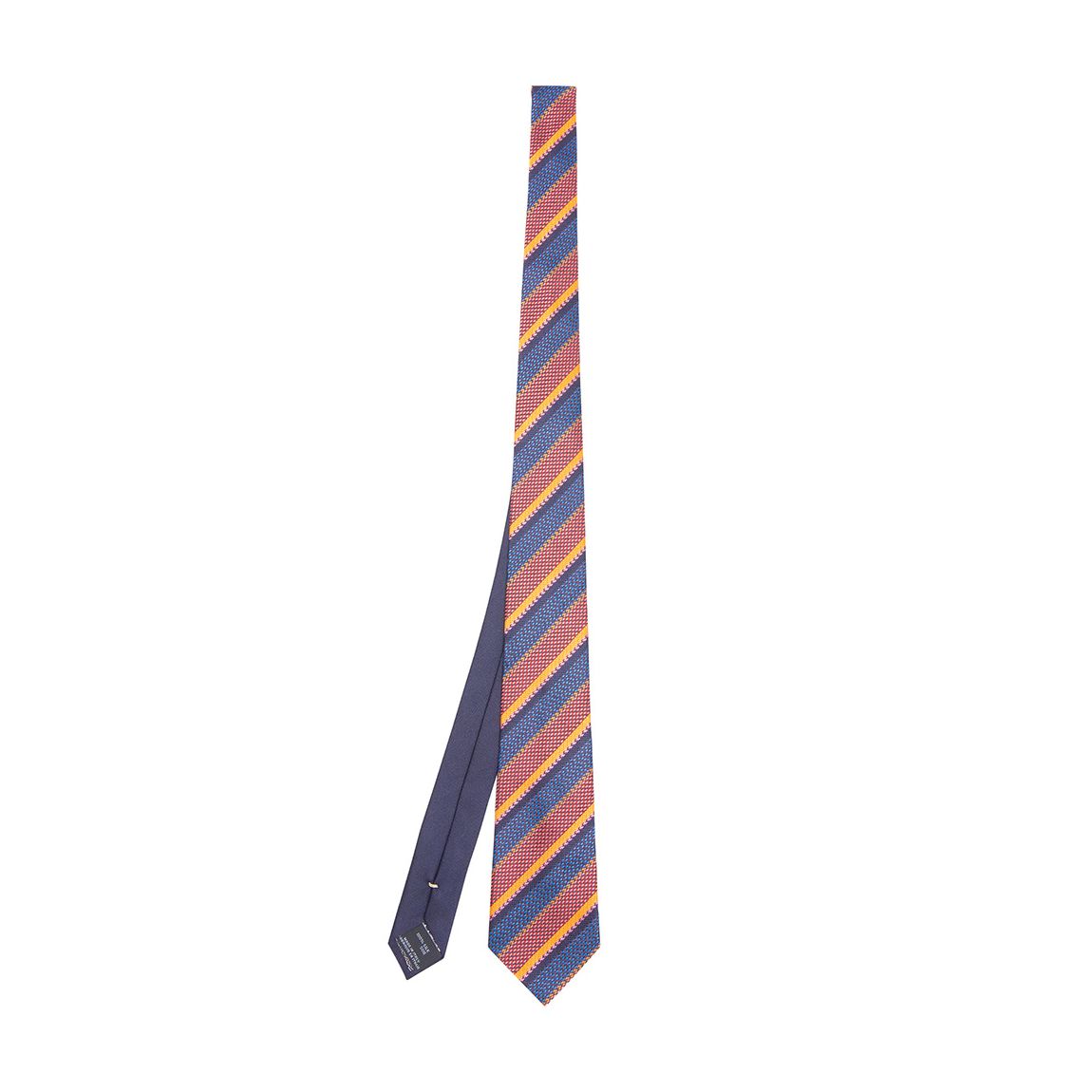 Navy Multi Stripe Woven Silk Tie main product photo