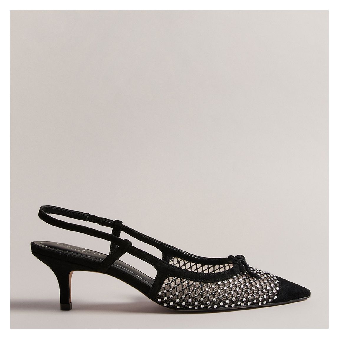 Black Relona Mesh Slingback Kitten Heels main product photo