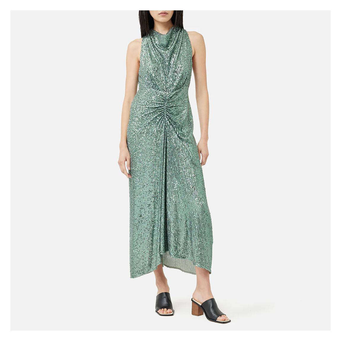 Blue Sequin Gathered Maxi Dress main product photo