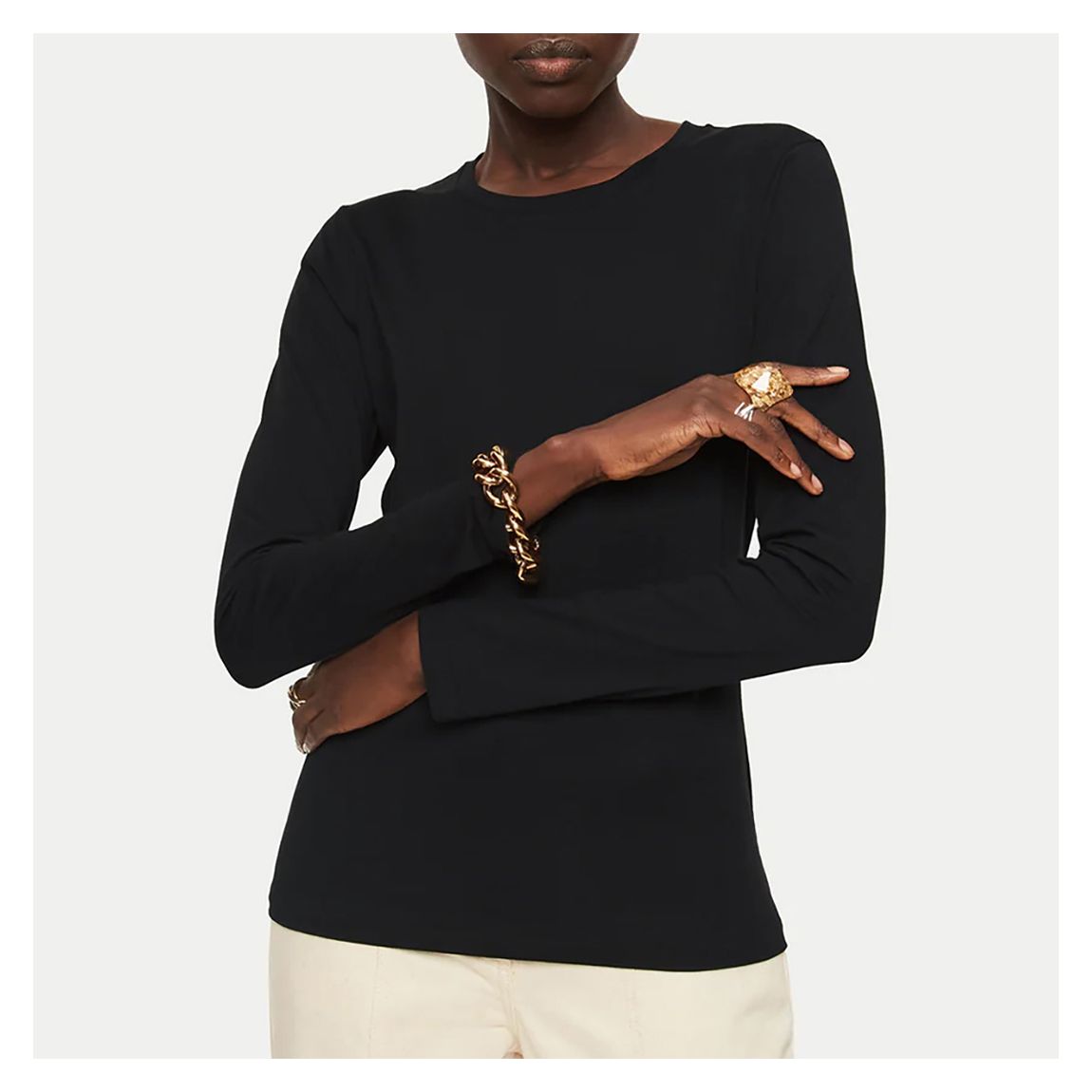 Black Cotton Long Sleeve Top main product photo