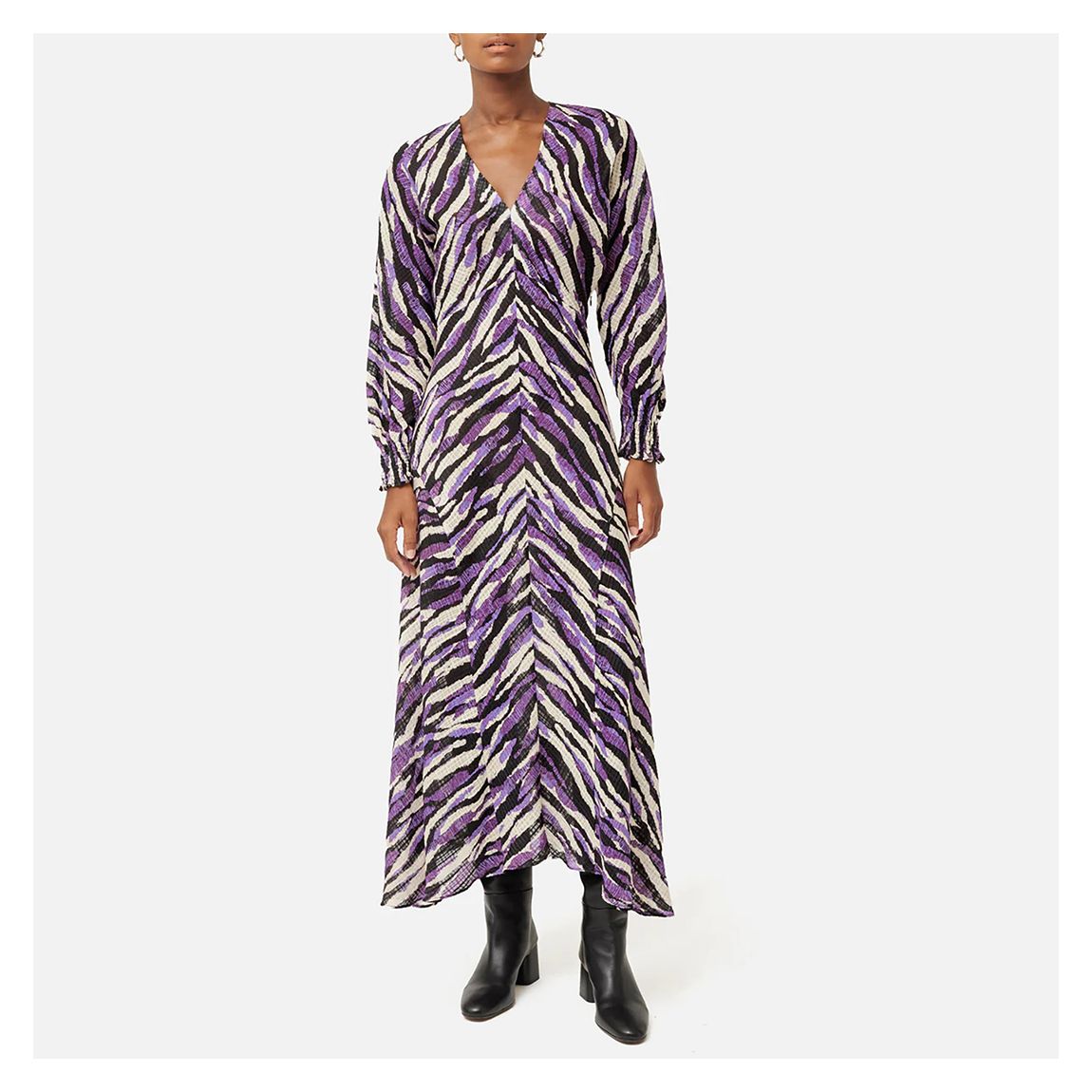 Purple Animal Print Silk Blend Dress main product photo