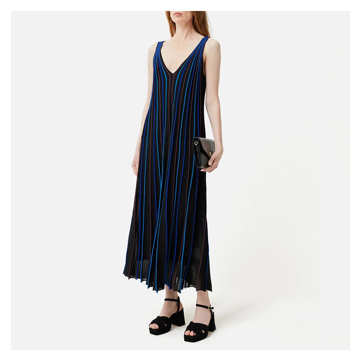 Black Sunray Striped Maxi Dress main product photo
