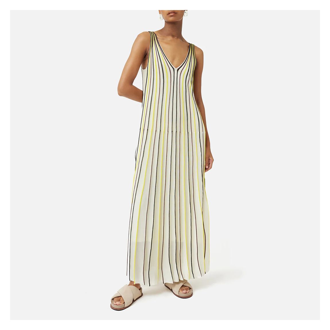 Ivory Sunray Striped Maxi Dress main product photo