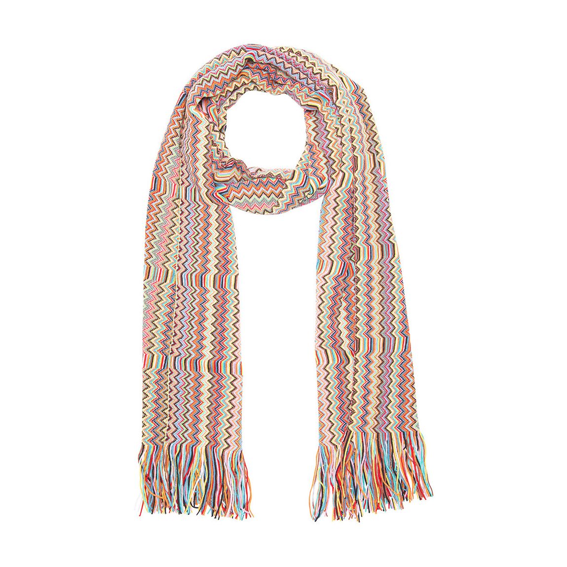 Orange Multi Zig Zag Stripe Knitted Scarf main product photo