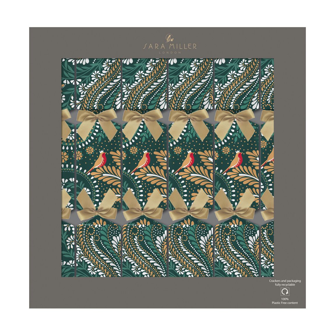 Set Of 6 Robin Filigree Luxury Christmas Crackers main product photo