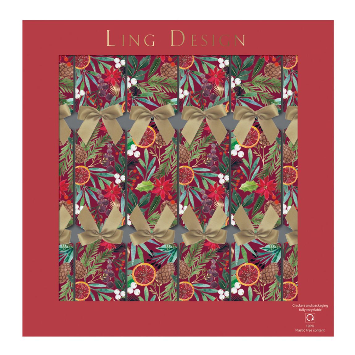 Set Of 6 Evergreen Ruby Luxury Christmas Crackers main product photo