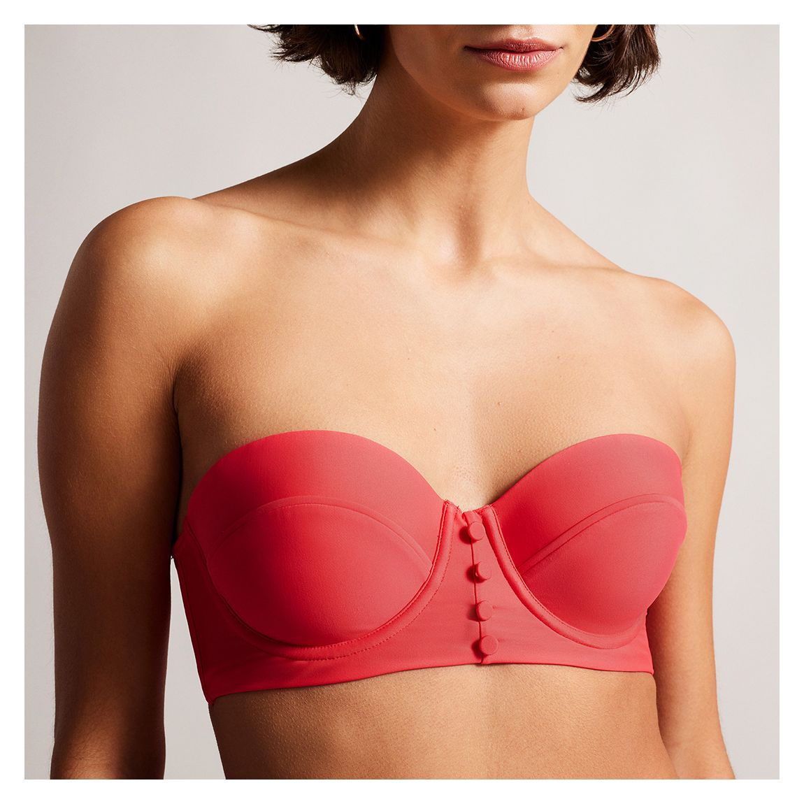 Coral Pink Cupped Bikini Top main product photo
