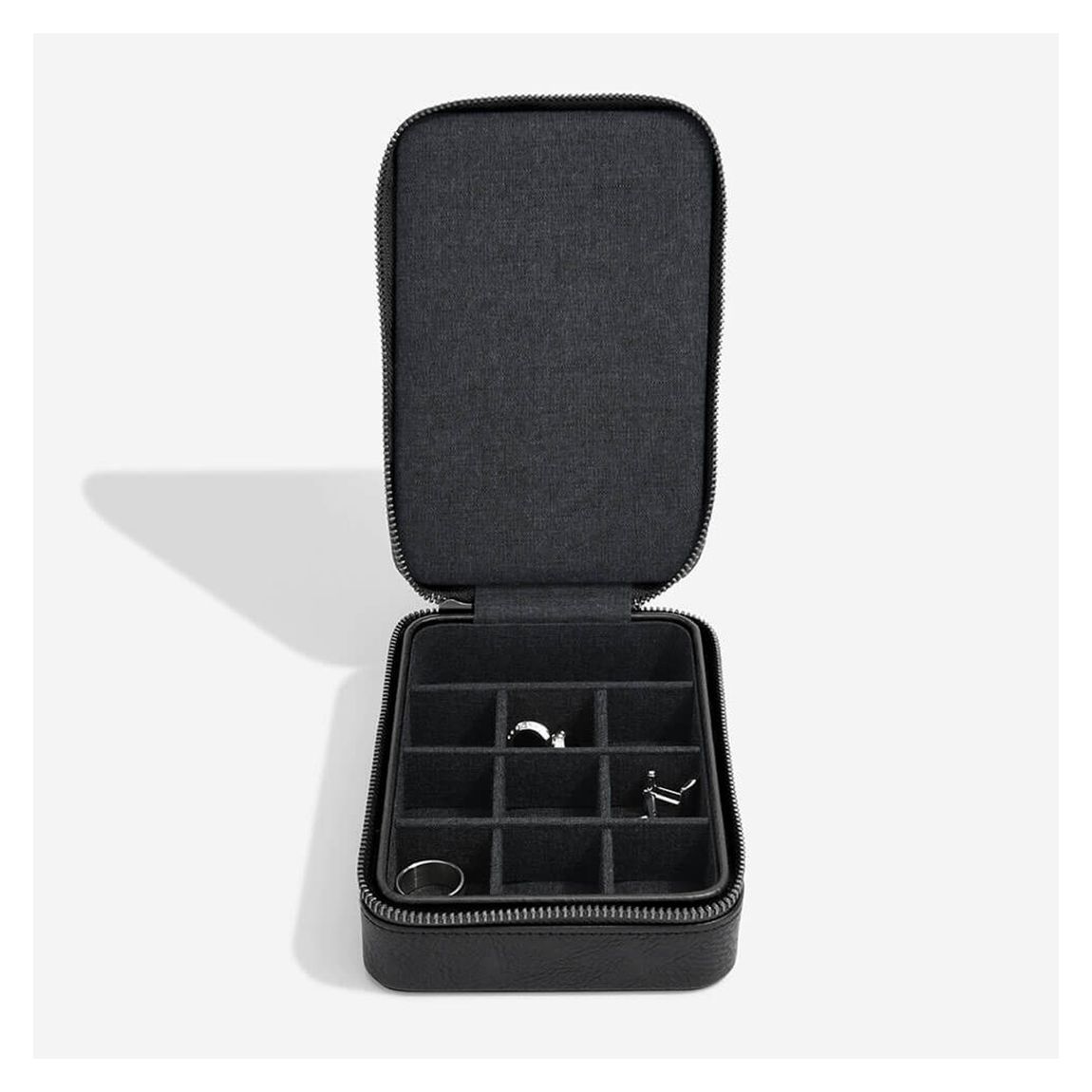 Black Zipped Cufflink Ring Box main product photo