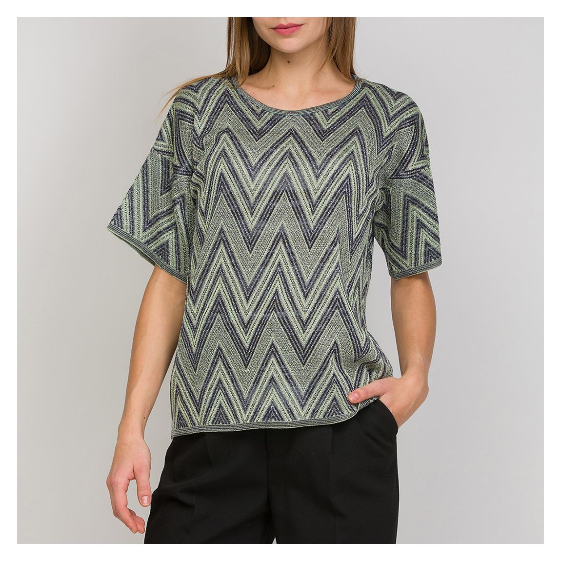 Grey Patterned Wool Blend T-Shirt main product photo