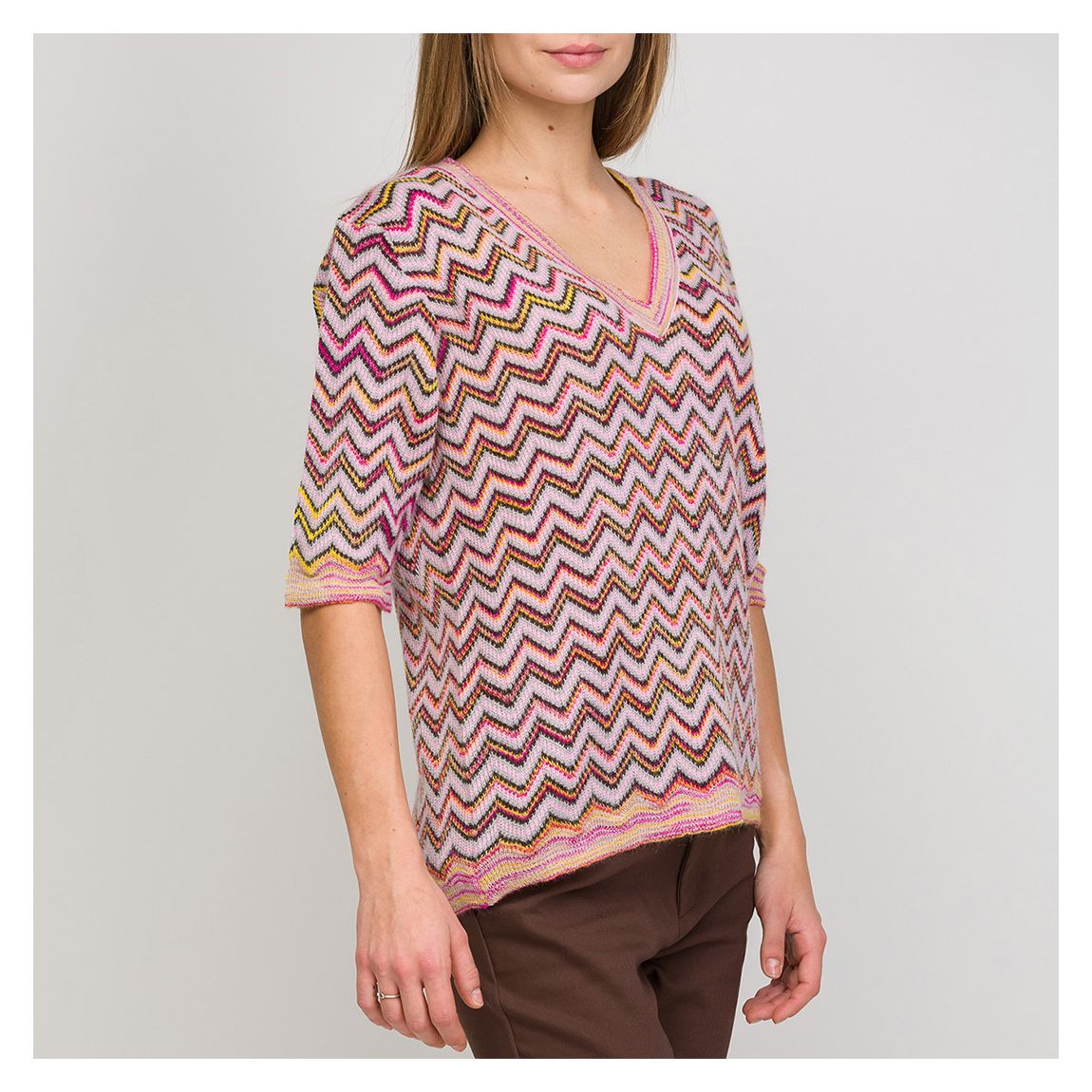 Purple V-Neck Wool Blend Top main product photo