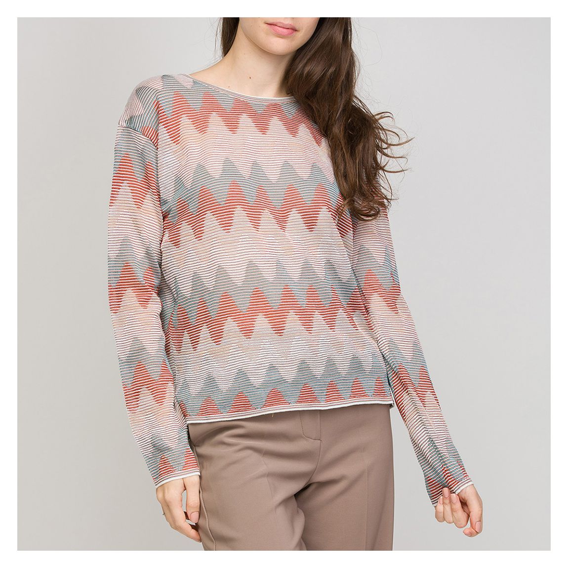 Ivory Pattern Cotton Wool Blend Top main product photo