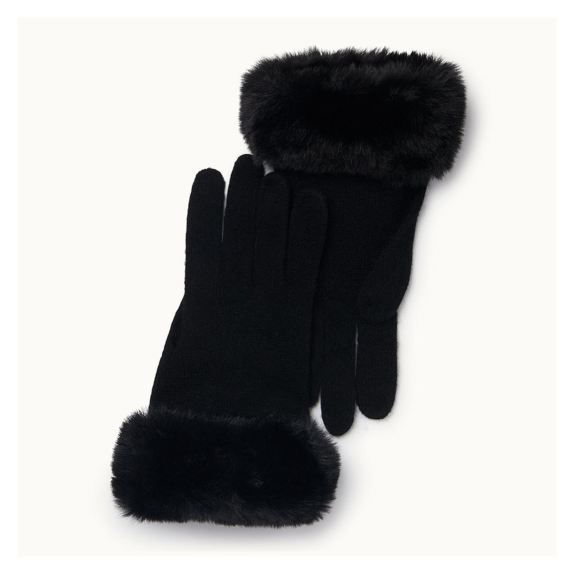 Black Cashmere Faux Fur Gloves main product photo