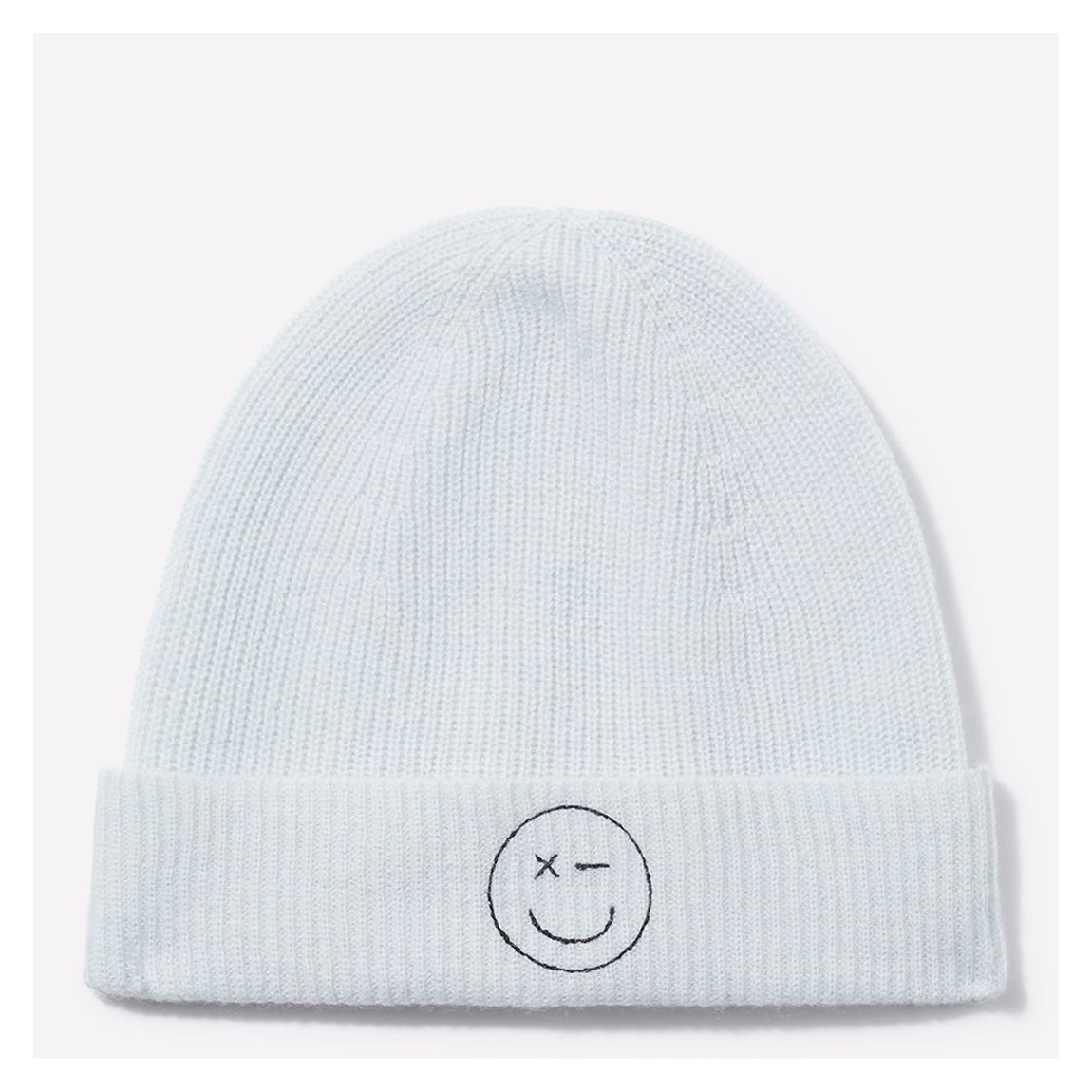 Pearl Blue Cashmere Smiley Embroidery Hat main product photo