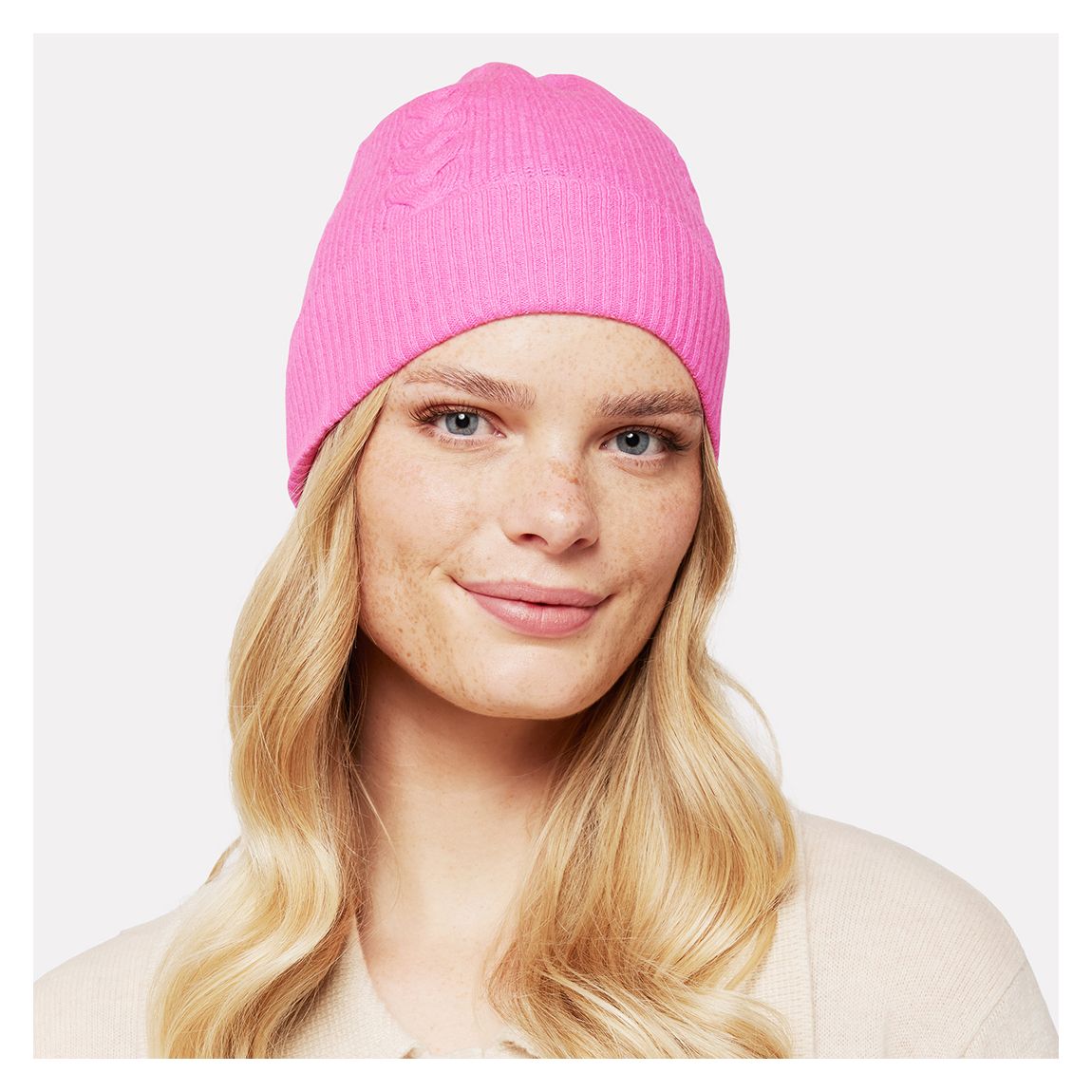 Barbie Pink Cashmere Cable Hat main product photo
