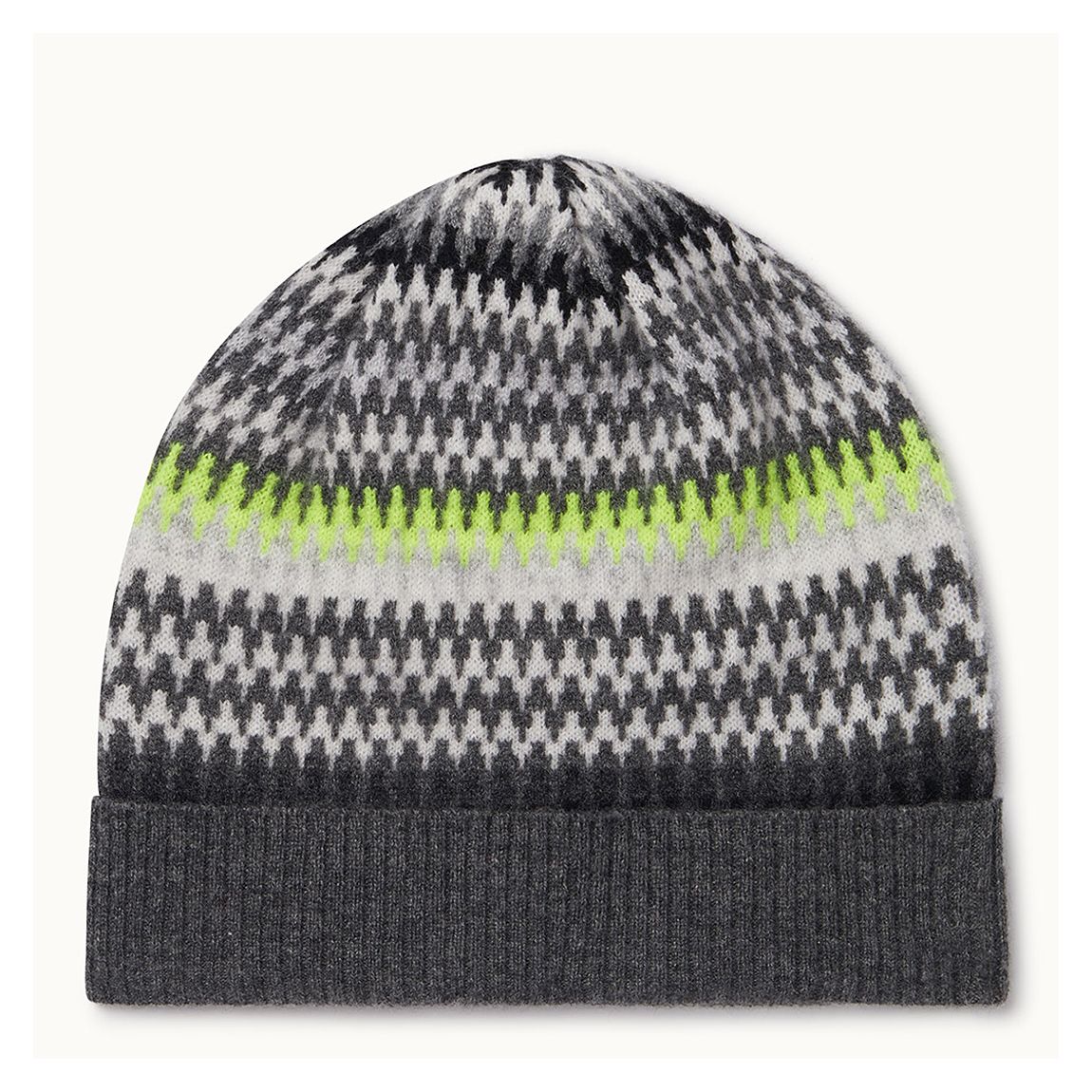 Derby Grey Cashmere Fairisle Beanie main product photo