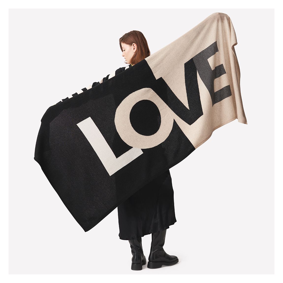 Black Cashmere Love Logo Scarf main product photo