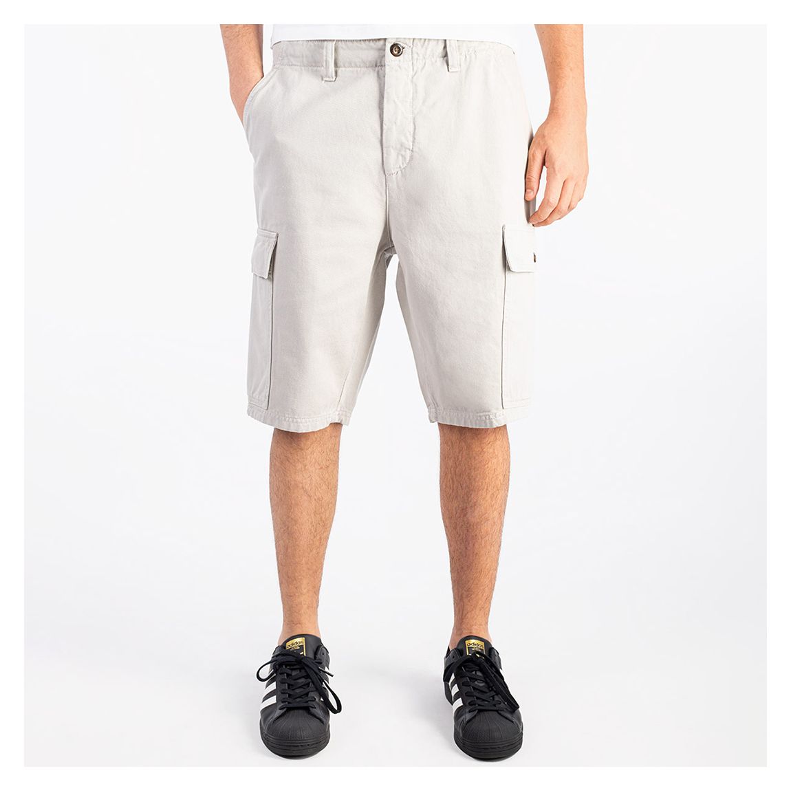 Off White Cotton Cargo Shorts main product photo