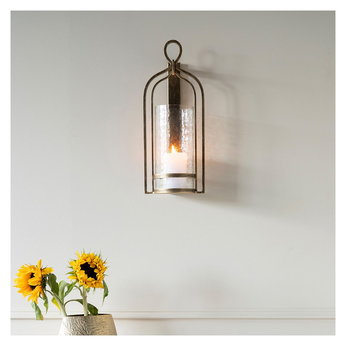 Laura Ashley Large Aged Gold Loop Wall Sconce Hurricane main product photo