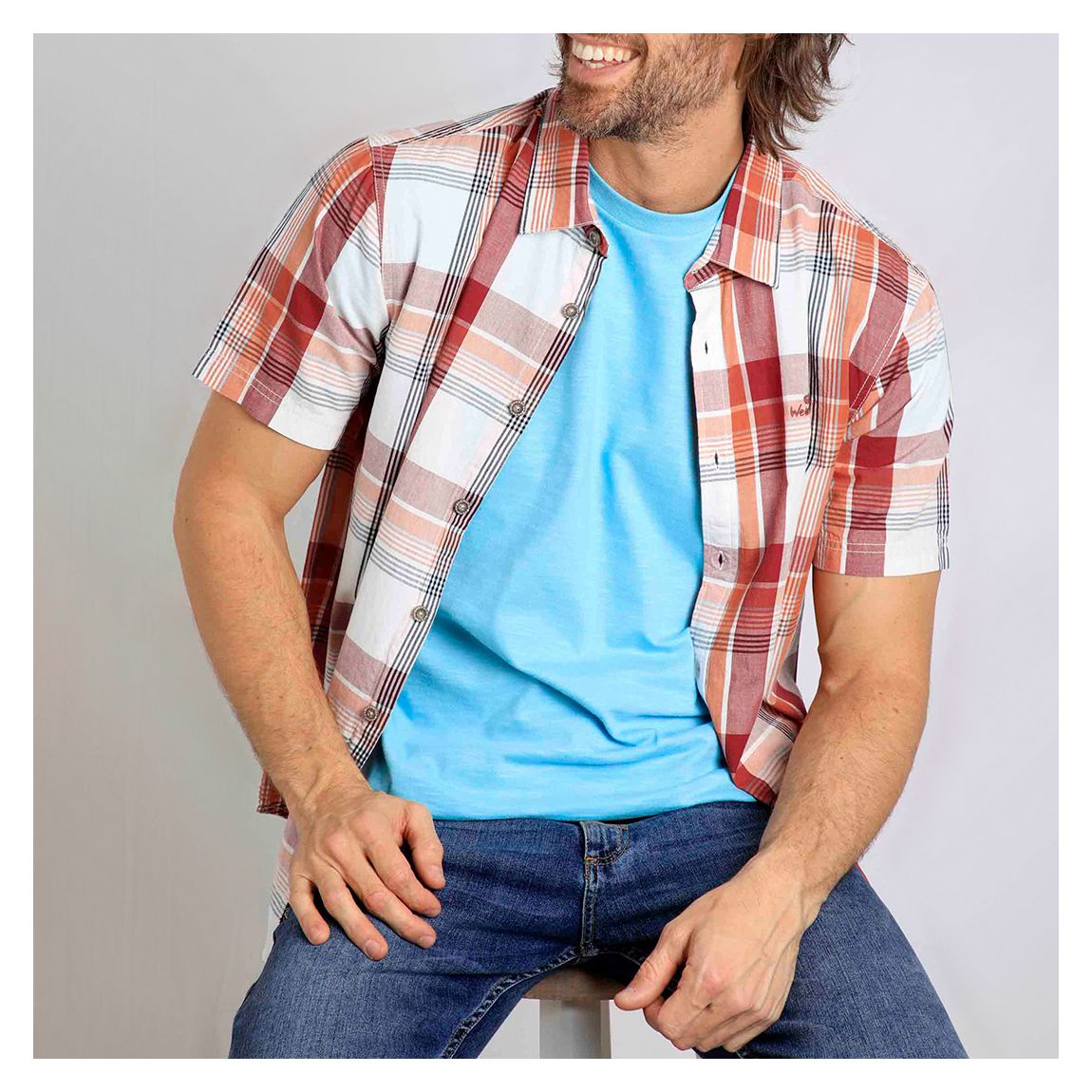 Red Short Sleeve Cotton Shirt main product photo