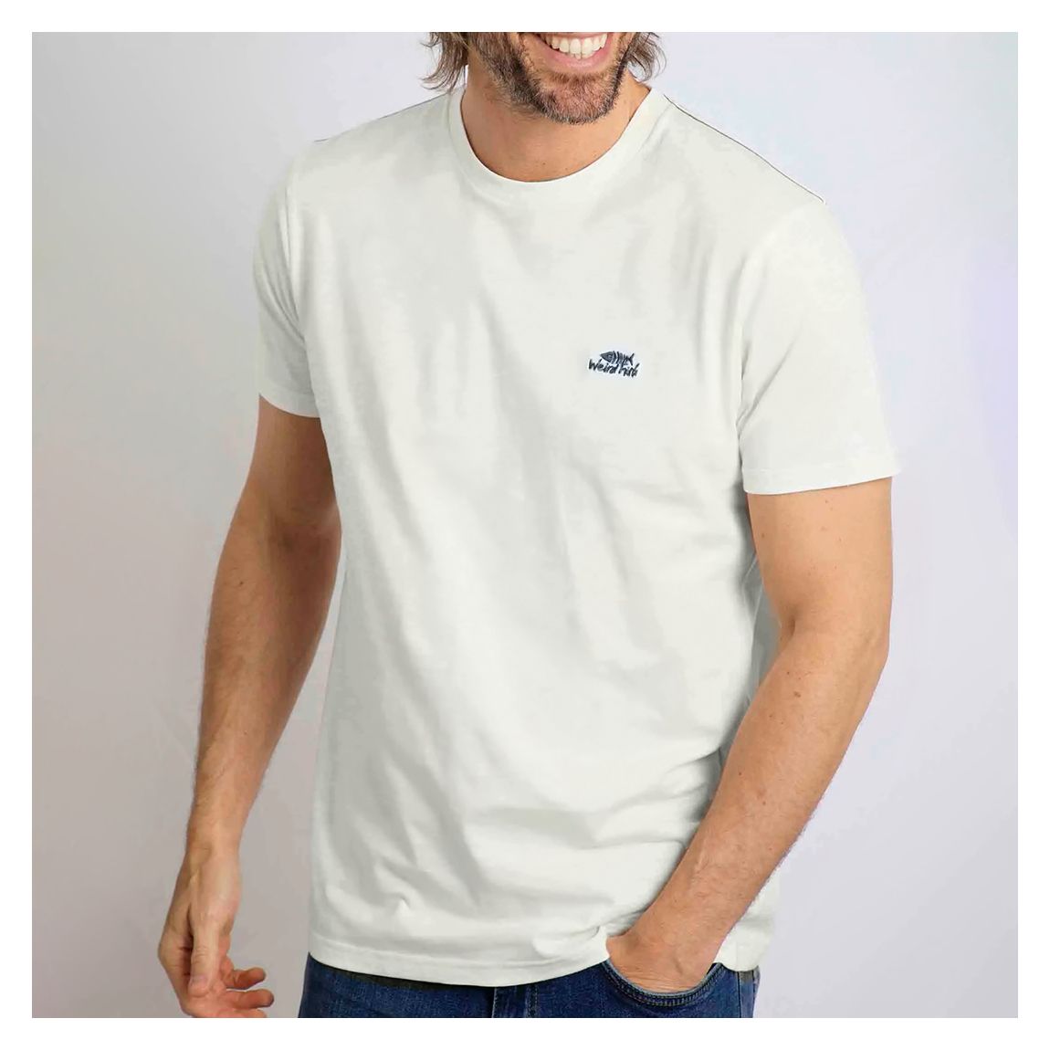 White Fished Cotton T-Shirt main product photo