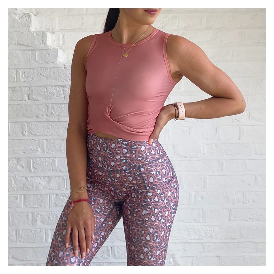 Pink Hurdle Twist Front Gym Top main product photo