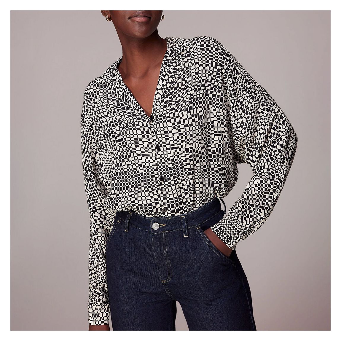 Black Checkerboard Ramona Blouse main product photo