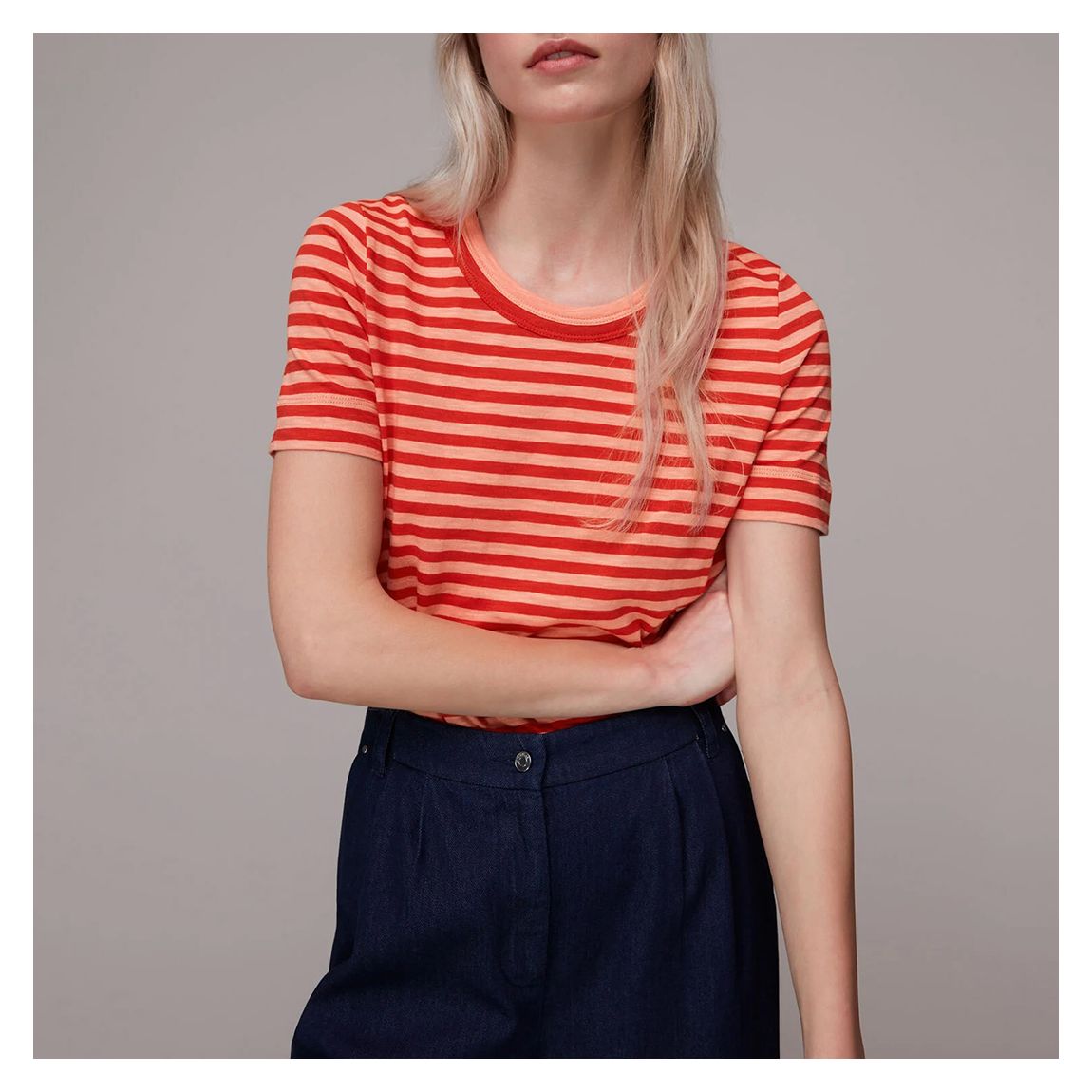 Red Rosa Double Trim Stripe Cotton T-shirt main product photo