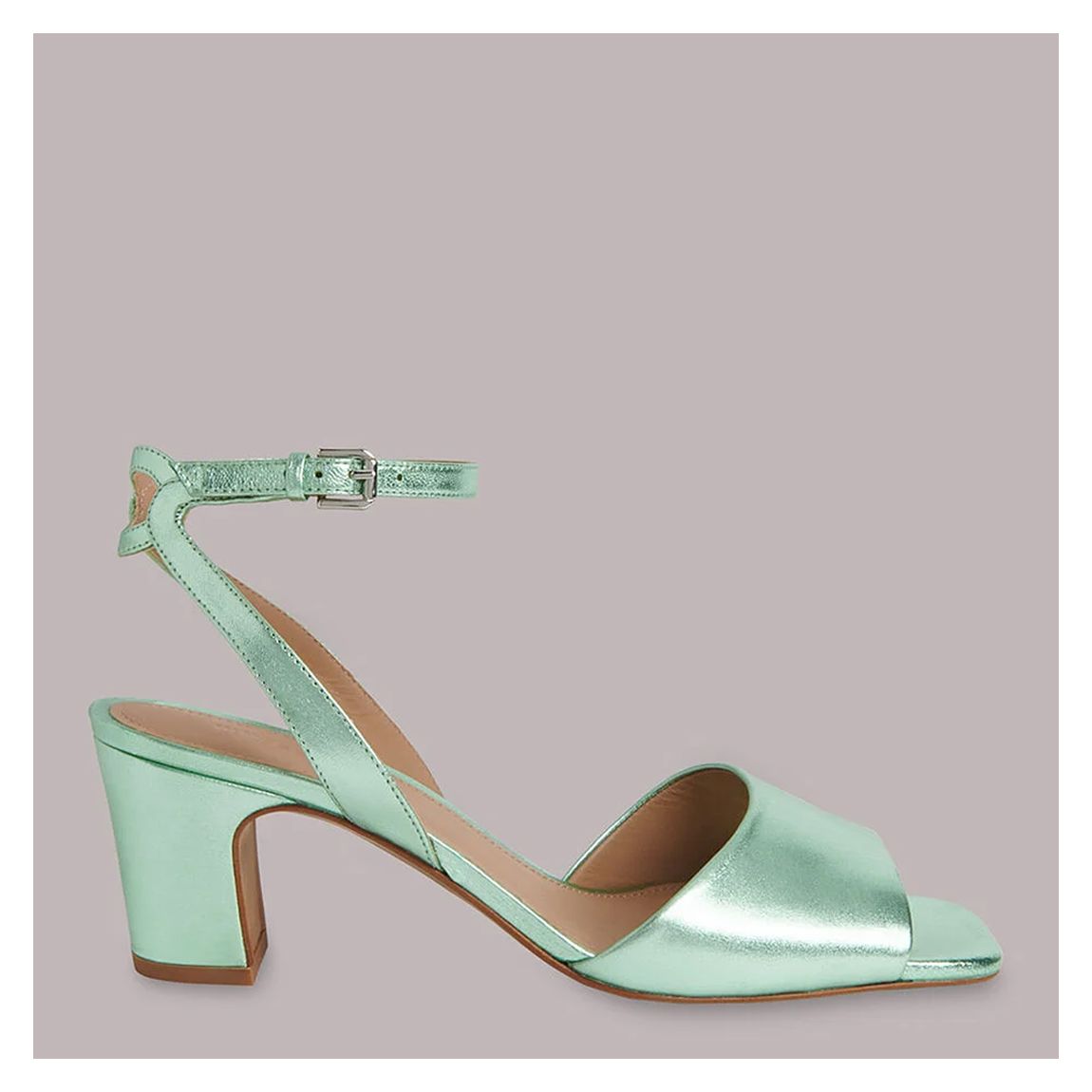 Green Metallic Emerson Block Leather Heels main product photo