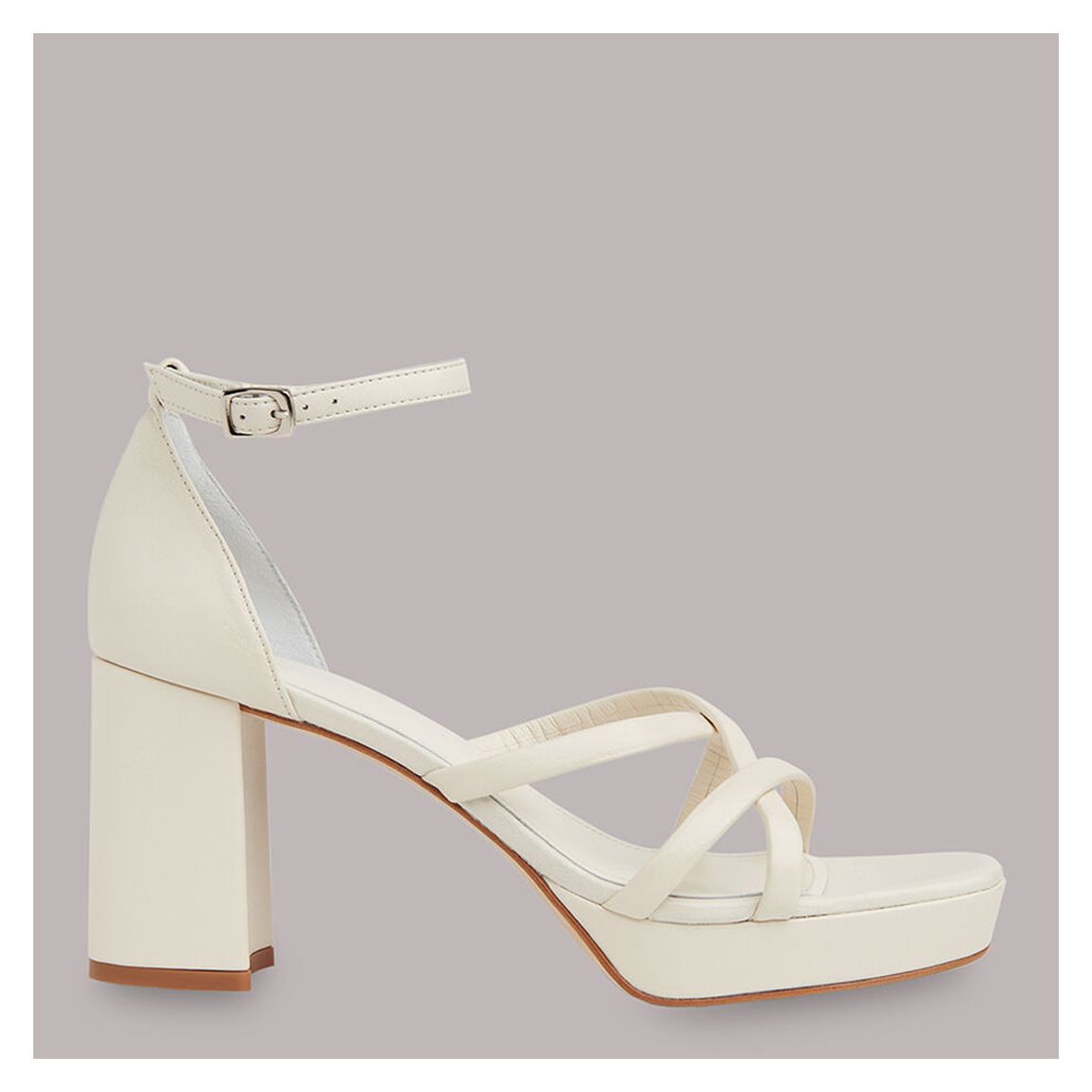 Ecru Selene Platform Leather Heels main product photo