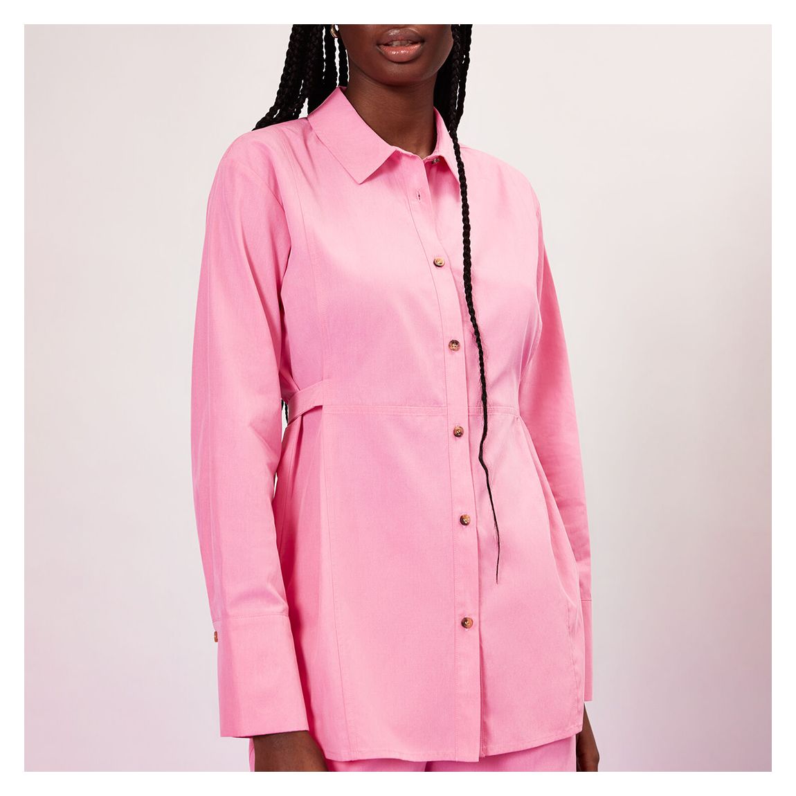 Pink Janet Tie Cotton Blend Shirt main product photo