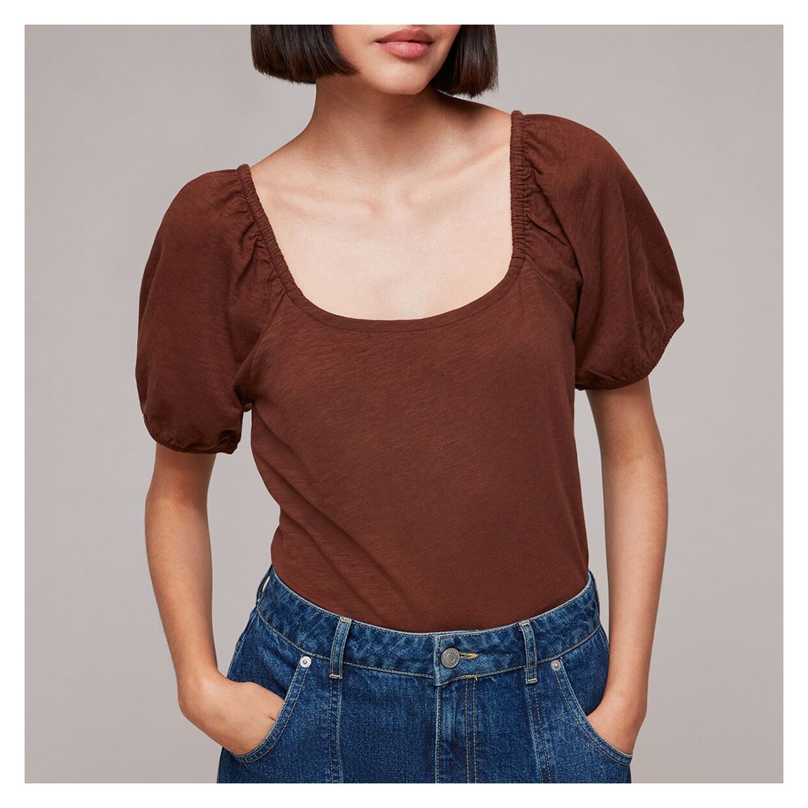 Brown Square Neck Cotton Top main product photo