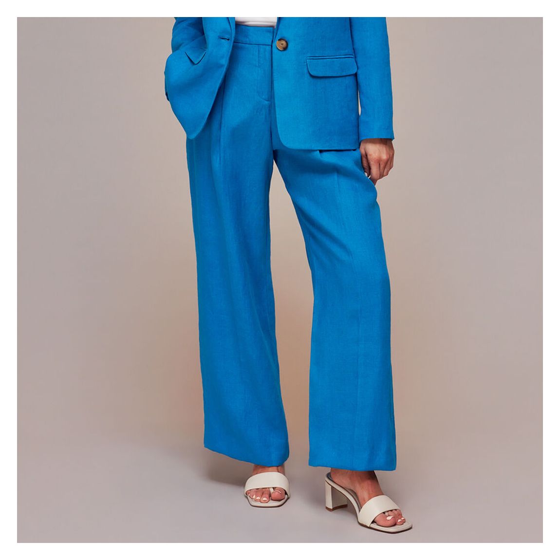 Blue Petite Leonie Linen Trousers main product photo