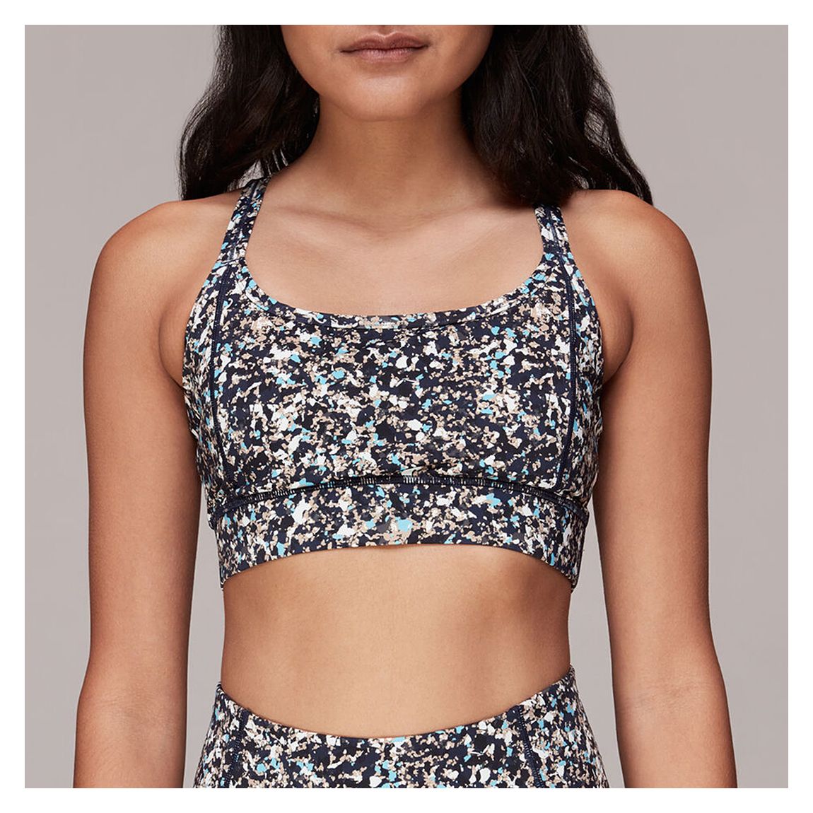 Navy Speckled Crossback Sports Bra main product photo